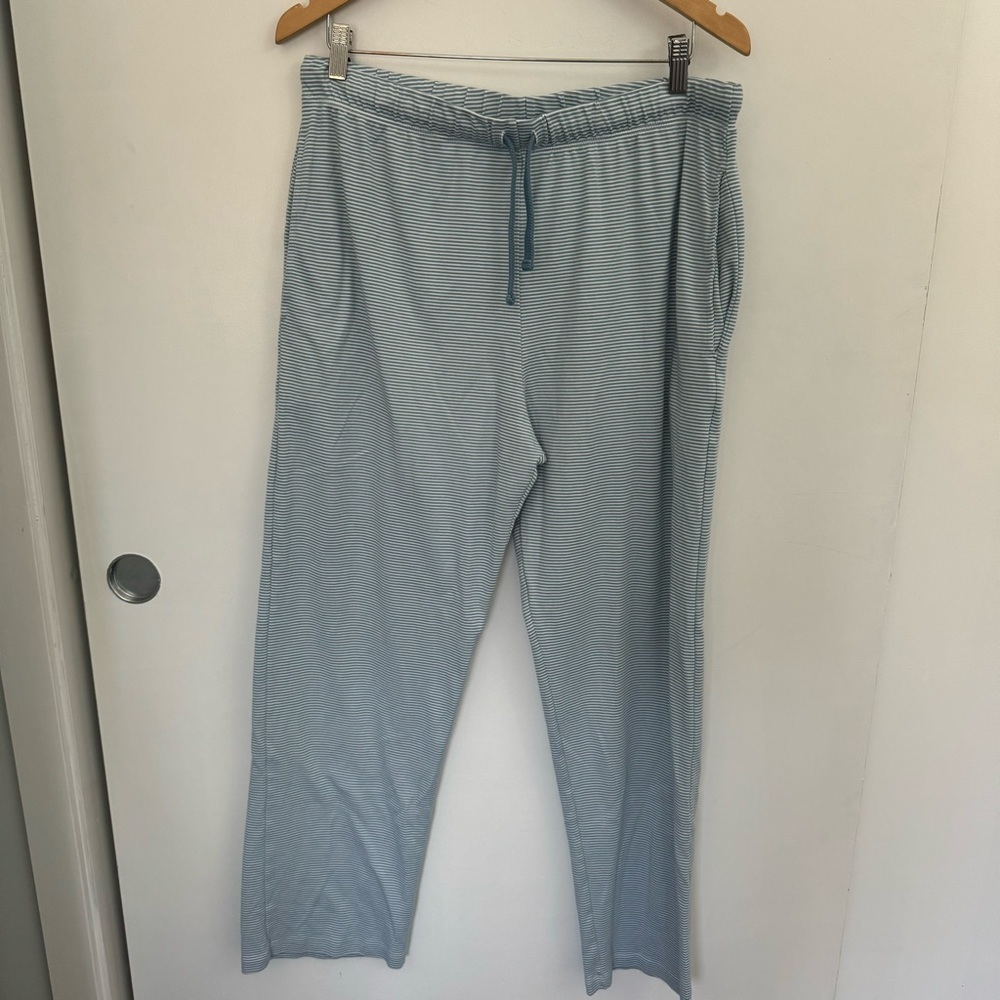 Lake Men’s Pima Sleep Pants Light Blue Stripe Size Large